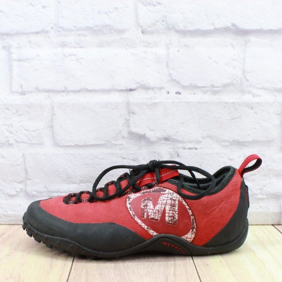 Merrell Shoes - Merrell Red Leather Lace Up Low Top Running Sneakers Shoes Size 8